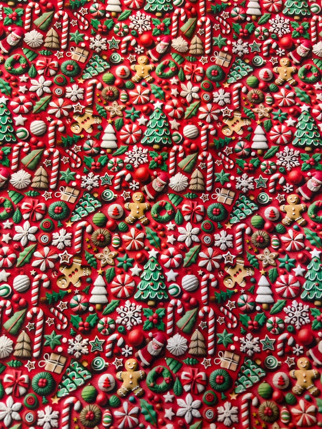 Elementos navideños en 3D sobre fondo rojo